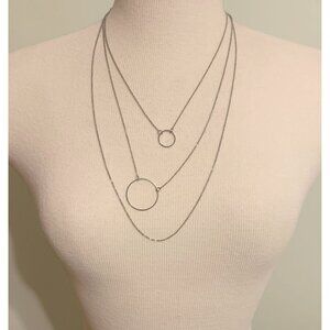 Dynamite - Layered Silver Circle Necklace For Women